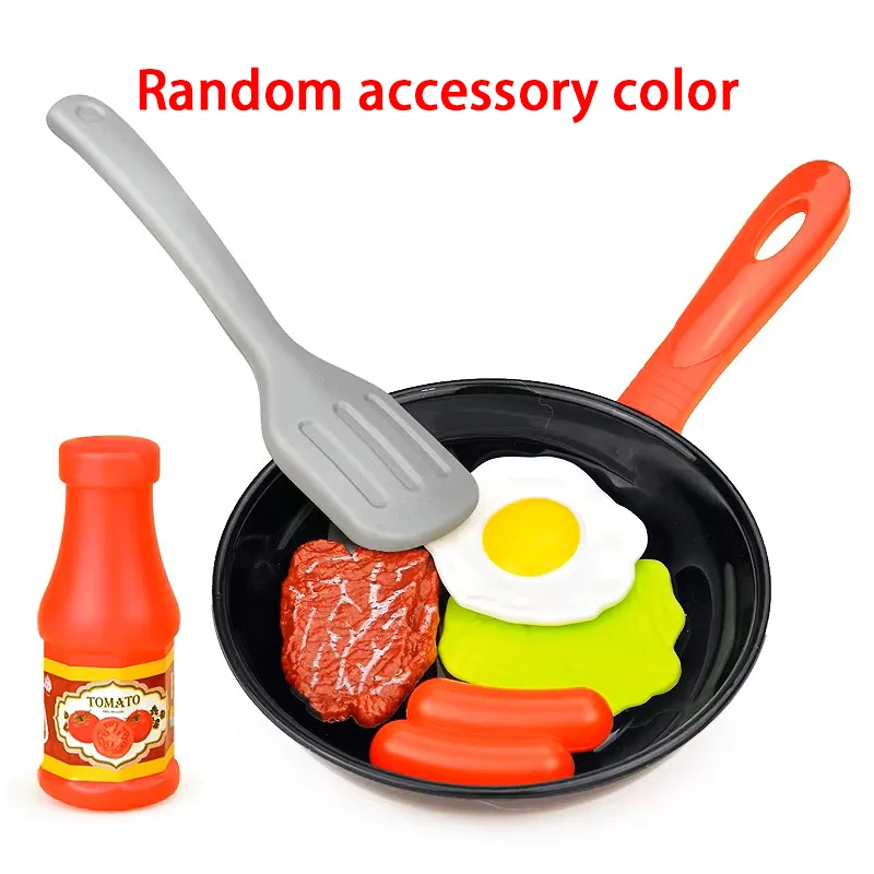 8pcs/set Simulation Kitchenware Play Set Pot Steak Vegetable Bread Hot Dog Omelette Children Toy Kitchen Food Toys