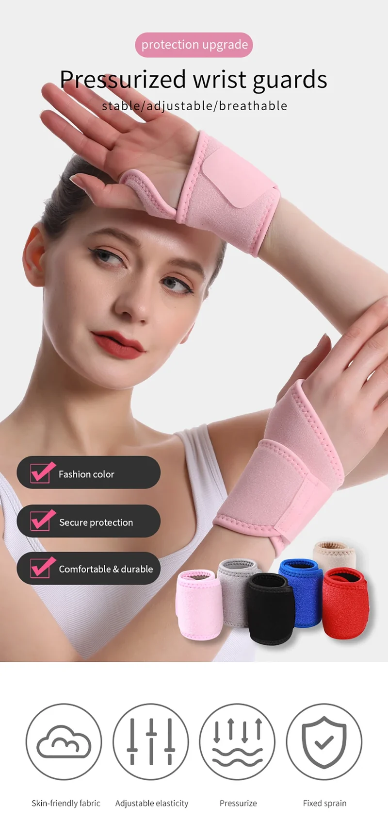 GOBYGO 1Pcs Wrist Support Sport Fitness Wristband Training Safety Hand Bands Sprain Gym Wrist Thumb Support Straps Wraps Bandage