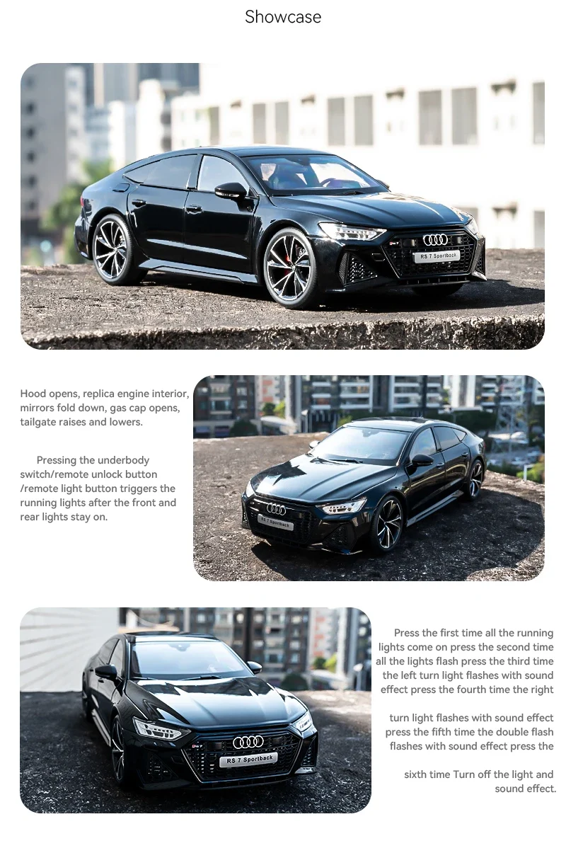 Simulation 1:18 AUDI RS7 Sportback Alloy Car Model Children Toy Vehicle Collectibles Miniature Voiture Home Decor Birthday Gift