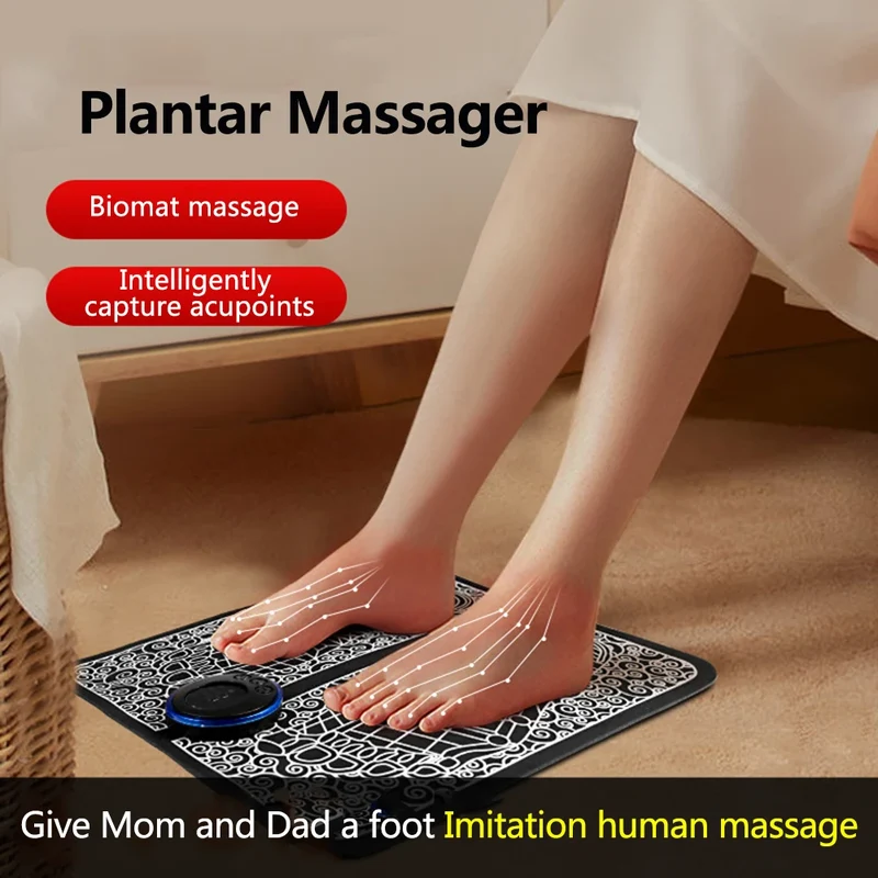 EMS Foot Booster Foot Circulation Massager 8 Modes USB Rechargeable Leg Muscle Stimulator Remote Control for Relax Feet and Legs
