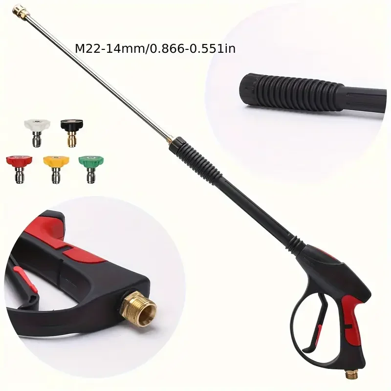 High Pressure Cleaning Water Gun M22-14 Copper Valve Core Car Washing Water Gun 1/4 Quick Connect 4000psi With 5 Color Nozzles