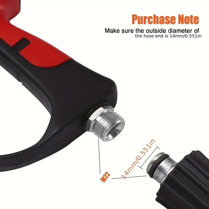 High Pressure Cleaning Water Gun M22-14 Copper Valve Core Car Washing Water Gun 1/4 Quick Connect 4000psi With 5 Color Nozzles
