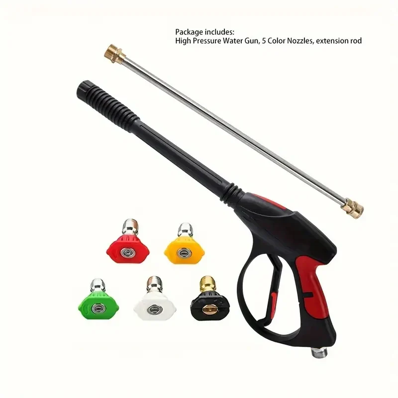 High Pressure Cleaning Water Gun M22-14 Copper Valve Core Car Washing Water Gun 1/4 Quick Connect 4000psi With 5 Color Nozzles