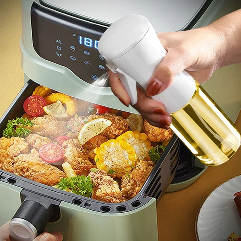 200/300/500mlOil Spray Plastic Household Kitchen Oil Spray Bottle Or Oil Brush Nebulizing Mist Filling Cooking Dual Use BBQ
