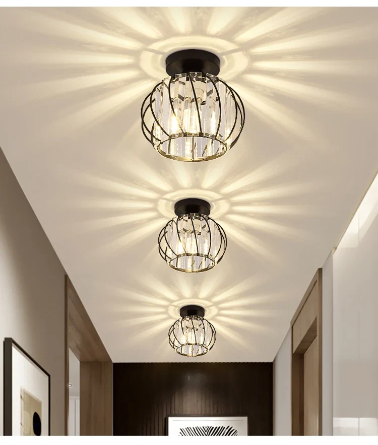 Nordic Modern K9 Crystal Ceiling Lights Indoor Ceiling Lamp Hallway Stairs Bedroom Lustre Dining Room Fixtures Home Decor