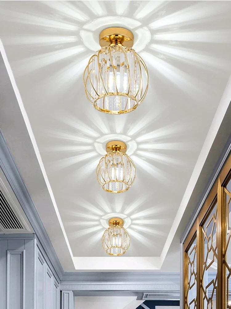 Nordic Modern K9 Crystal Ceiling Lights Indoor Ceiling Lamp Hallway Stairs Bedroom Lustre Dining Room Fixtures Home Decor