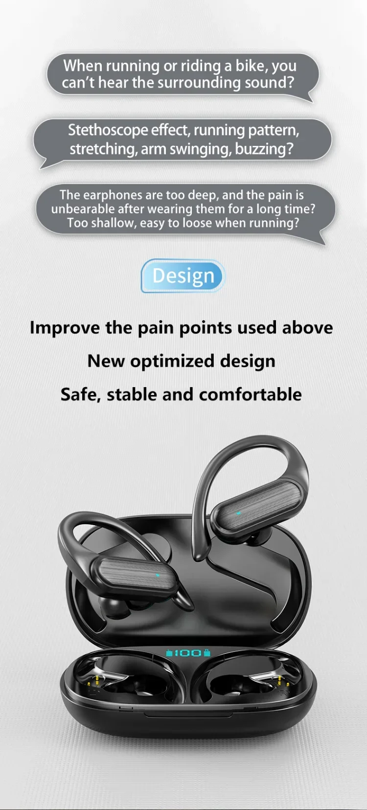 For CB&JBL Bluetooth TWS Wireless Earphones A520 Auricles Headphones EarHooks Game Headset Sports Touch Control Earbuds with mic