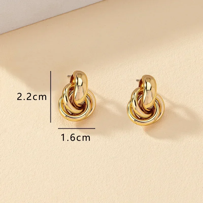 Gold SIlver Color Knot Hoop Earring for Women Fashion Shiny Plating Trendy Twist Stud Earring Stud Cute Daily Wear Jewelry