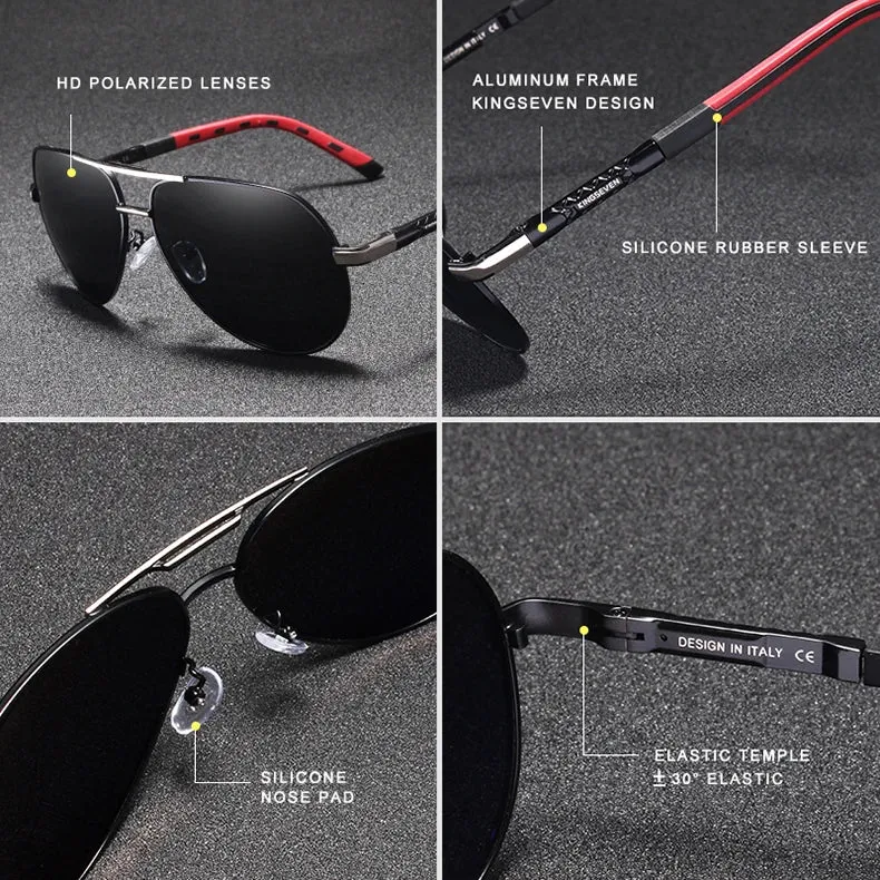 KINGSEVEN Aluminum Magnesium Men's Sunglasses Polarized Men Coating Mirror Glasses oculos Male Eyewear Accessories For Men K725