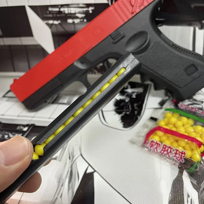 2025 New Soft Bullet and Airsoft Pistol Manual G17 G lock Toy Gun Lower Magazine Laser Outdoor Sports CS Game Weapon Kisd Gift