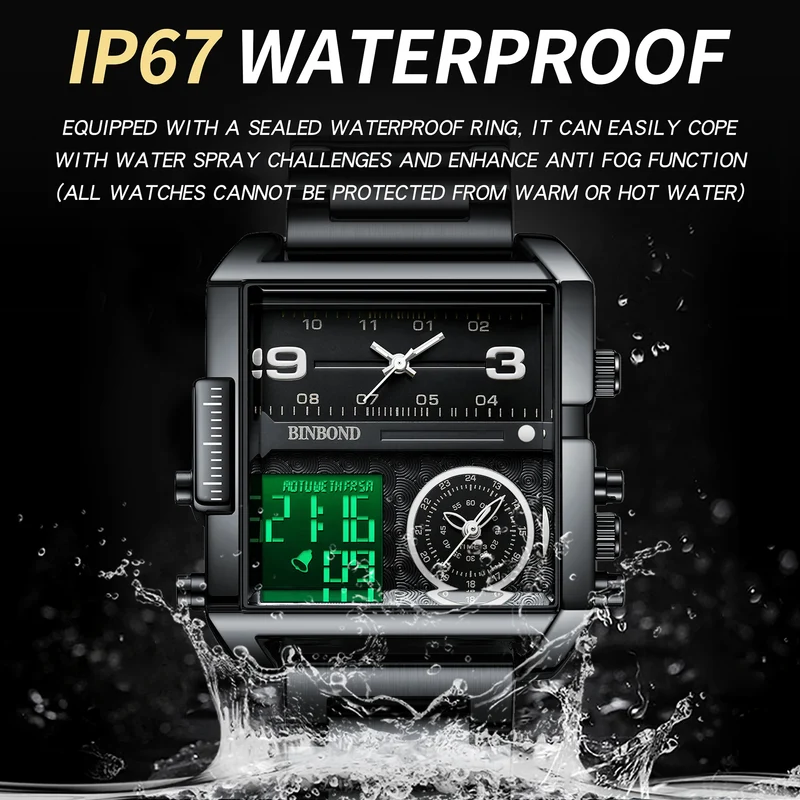 BINBOND Luxury quartz watches for men luminous waterproof multi-functional men's watch sport fashion casual reloj wristwatch TOP