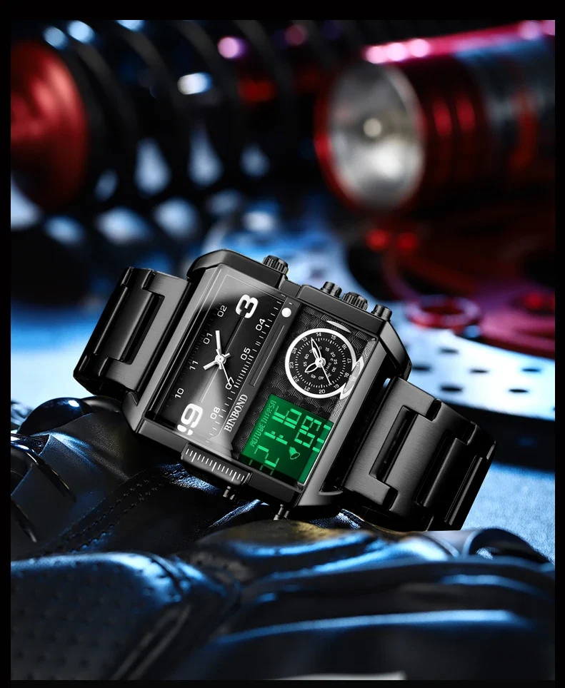 BINBOND Luxury quartz watches for men luminous waterproof multi-functional men's watch sport fashion casual reloj wristwatch TOP