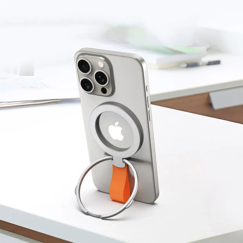 Universal Strong Magnetic Mobile Phone Holder Accessories Magnet Ring Stand with Strap Bracket For MagSafe iPhone 17 16 15 14 13