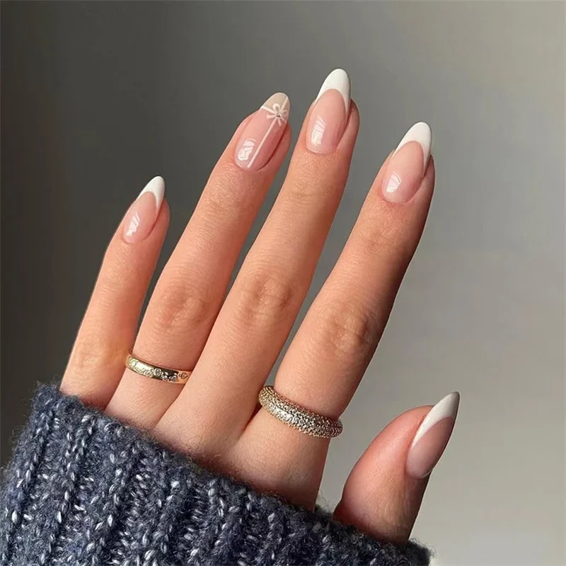 24Pcs Manicure Wearable Fake Nails Ballerina Removable Coffin Fake Nails Finished Women Girls Almond False Nails Art Decoration
