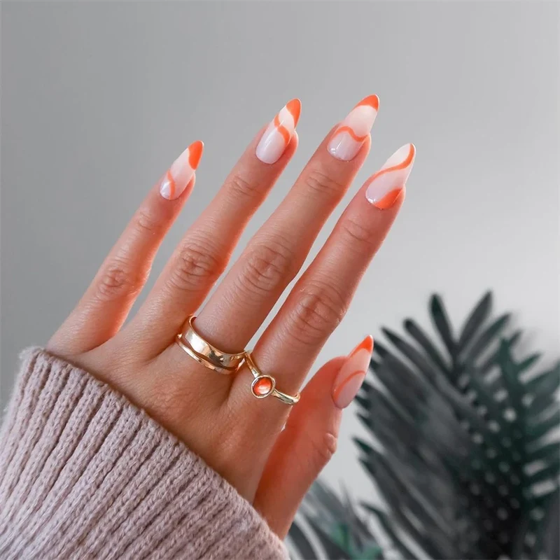 24Pcs Manicure Wearable Fake Nails Ballerina Removable Coffin Fake Nails Finished Women Girls Almond False Nails Art Decoration