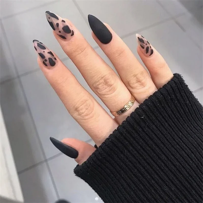 24Pcs Manicure Wearable Fake Nails Ballerina Removable Coffin Fake Nails Finished Women Girls Almond False Nails Art Decoration