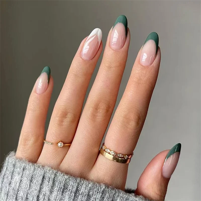 24Pcs Manicure Wearable Fake Nails Ballerina Removable Coffin Fake Nails Finished Women Girls Almond False Nails Art Decoration