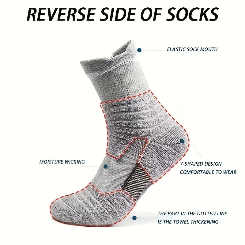 3 Pairs Men's Comfort Fit Cushion Performance Athletic Crew Socks For Outdoor Sports