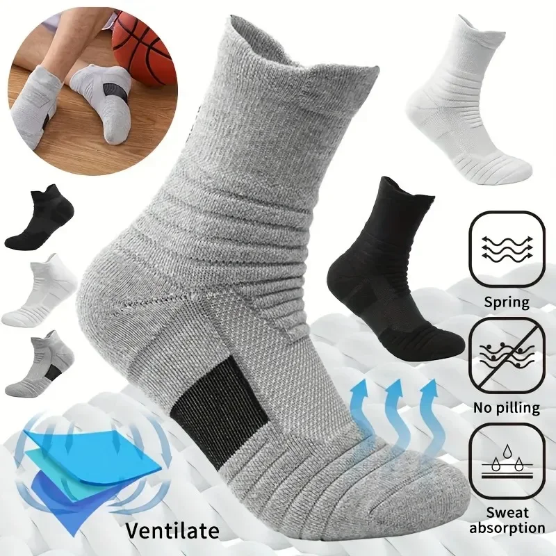 3 Pairs Men's Comfort Fit Cushion Performance Athletic Crew Socks For Outdoor Sports