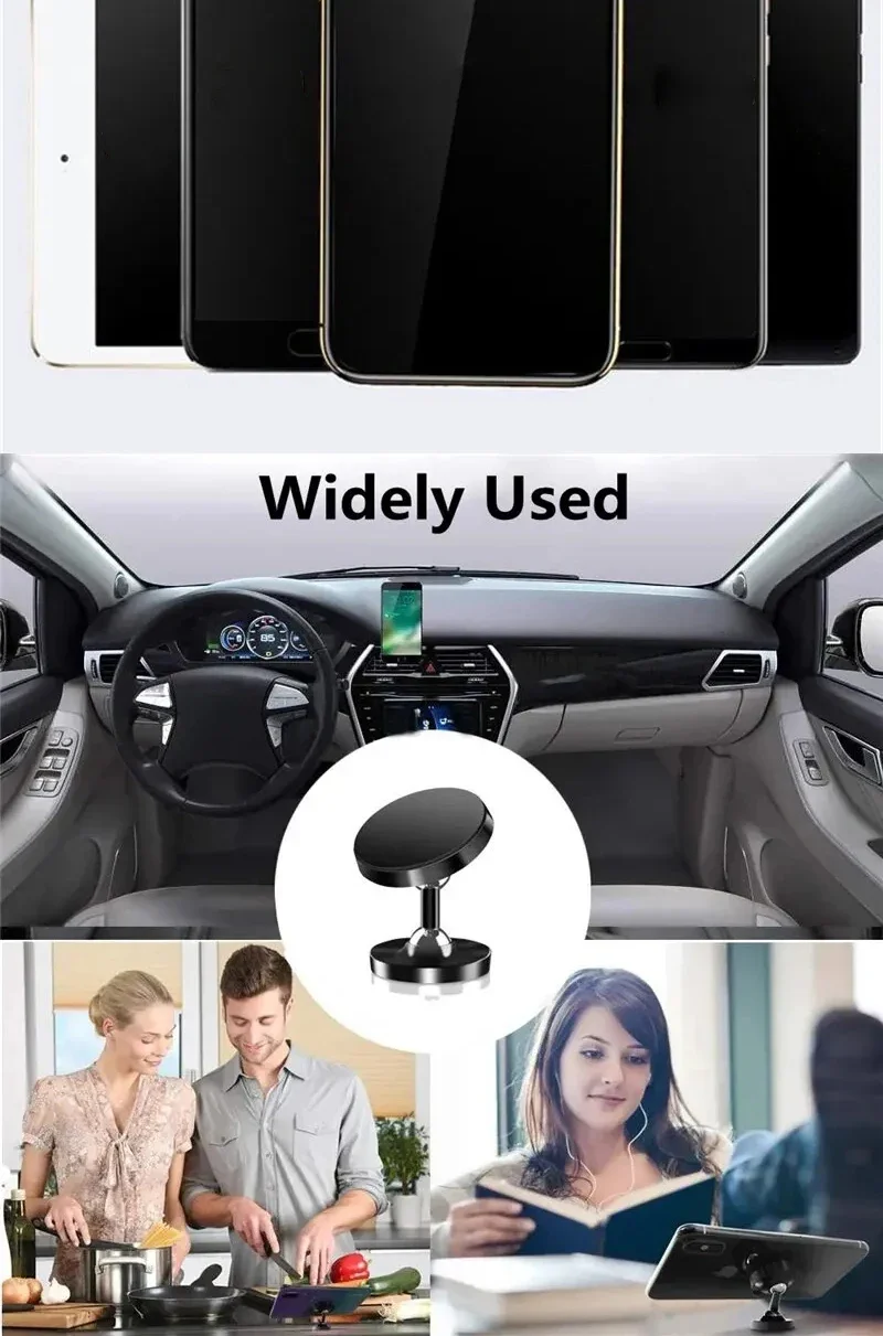 Creative Dual Axis Alloy magnetic car bracket 720 ° rotation Double ball magnetic phone holder for Any model phone