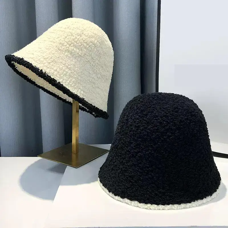 COKK Bucket Hat Women Winter Knitted Casual Keep Warm Fishing Hat Female Thick Warm Fashion Design Korean Winter Cap Gorro New