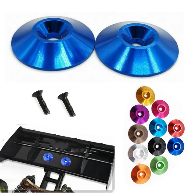 New Aluminum Tail Wing Gasket M3 Countersunk Screws Washers for 1/8 1/10 Scale Off Road Buggy Monster Truck Crawler RC Dift Cars