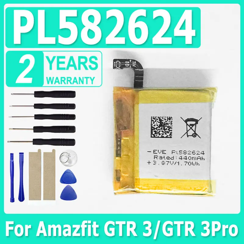 Brand-New PL582624 Replacement Watch Battery For Amazfit GTR 3 GTR 3 Pro 3Pro Batteries + Free Tools