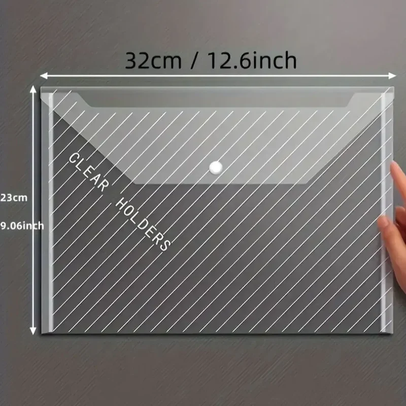 10Pcs A4 Transparent File Bag Plastic Documents Filing Storage Bag Student Organizer Information Pocket Folders Stationery New