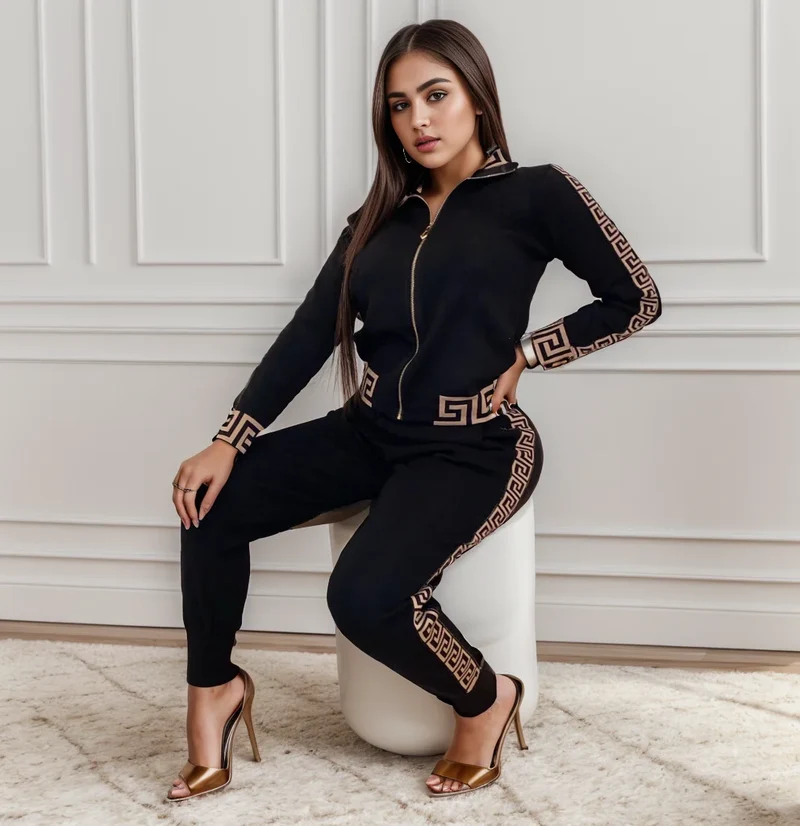 2025 Europe And The United States New Style Leisure Printing Stitching Two-piece Suit