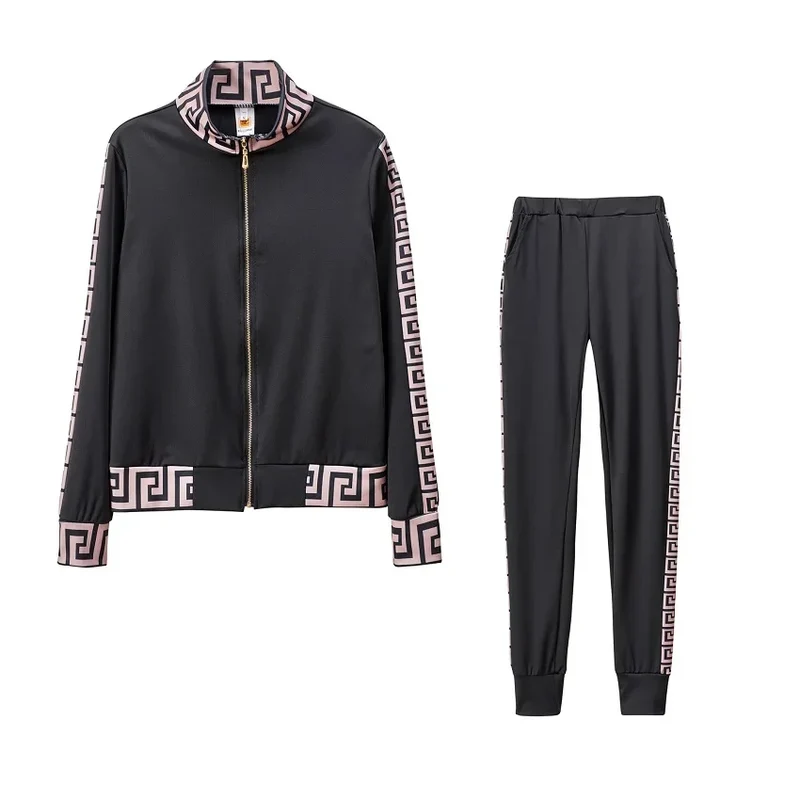 2025 Europe And The United States New Style Leisure Printing Stitching Two-piece Suit