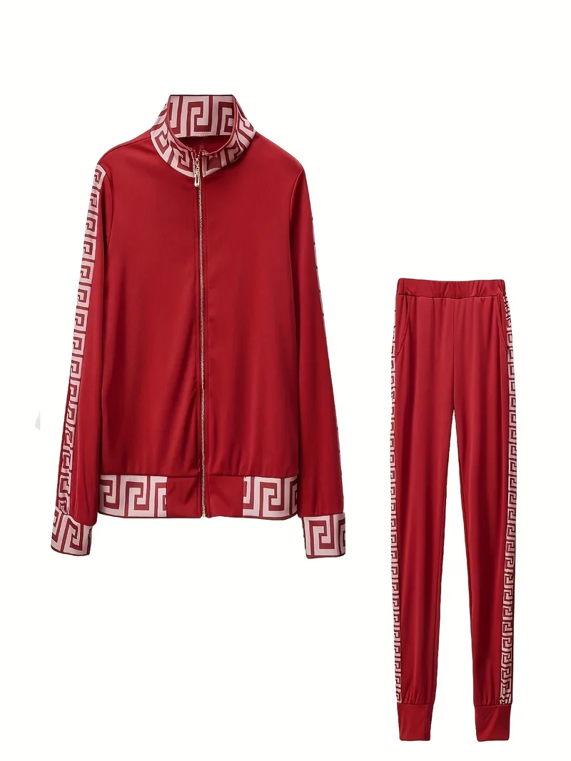 2025 Europe And The United States New Style Leisure Printing Stitching Two-piece Suit