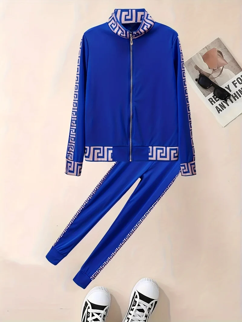 2025 Europe And The United States New Style Leisure Printing Stitching Two-piece Suit