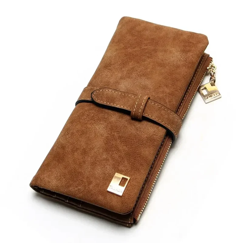 2023 New Fashion Women Wallets Drawstring Nubuck Leather Zipper Long Design Purse Two Fold More Color Clutch Hot Card Pack