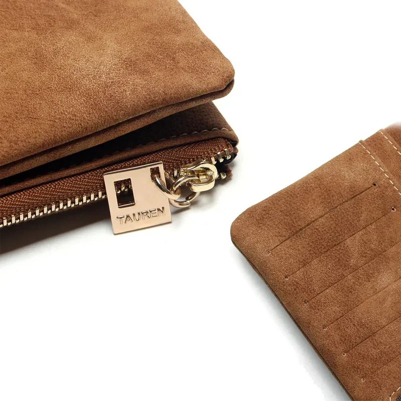 2023 New Fashion Women Wallets Drawstring Nubuck Leather Zipper Long Design Purse Two Fold More Color Clutch Hot Card Pack
