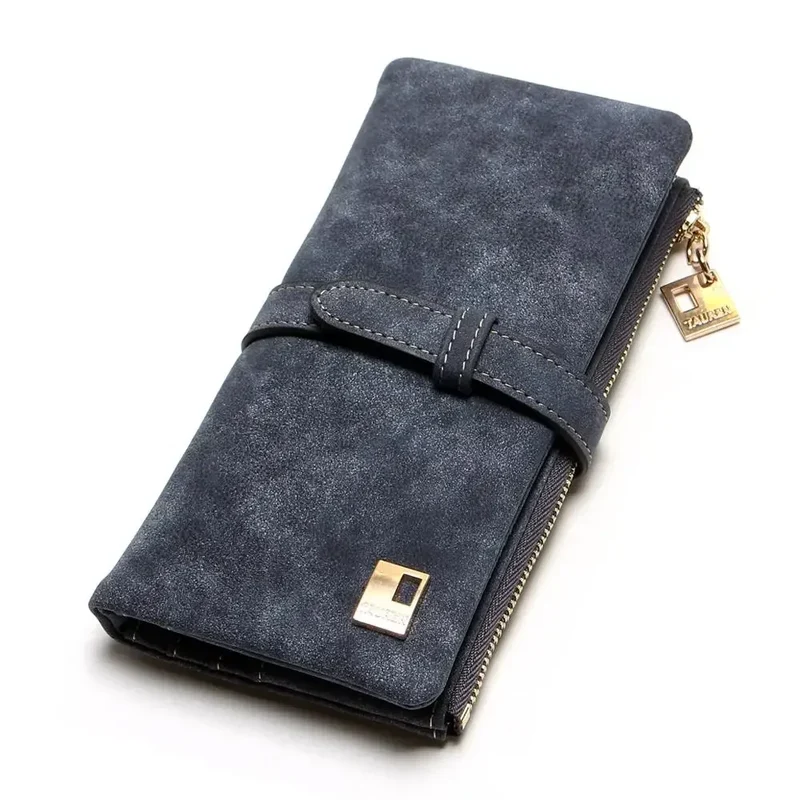 2023 New Fashion Women Wallets Drawstring Nubuck Leather Zipper Long Design Purse Two Fold More Color Clutch Hot Card Pack