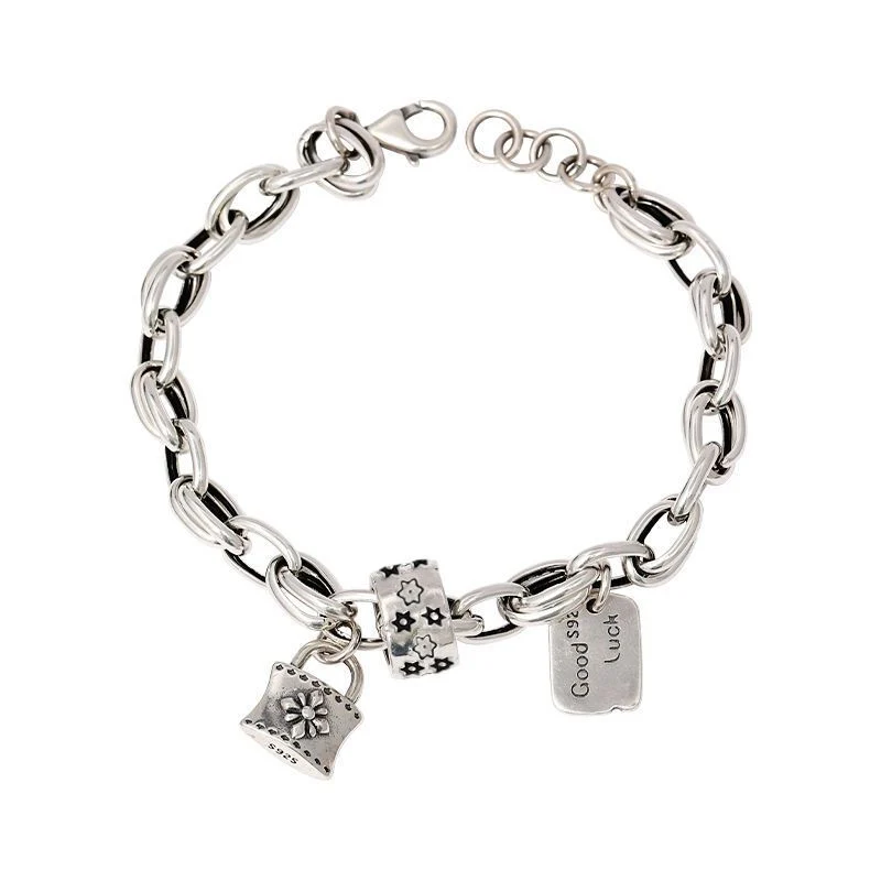 Six-pointed Star Old 925 Sterling Silver Bracelet Women's Autumn and Winter 2025 New Ins Niche Design Cold Style Couple Bracelet