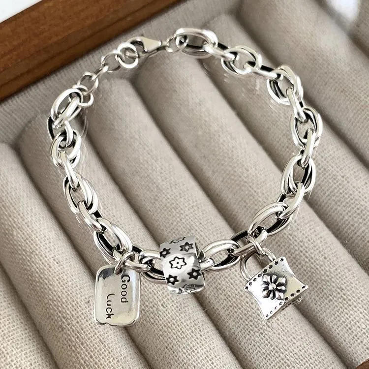 Six-pointed Star Old 925 Sterling Silver Bracelet Women's Autumn and Winter 2025 New Ins Niche Design Cold Style Couple Bracelet