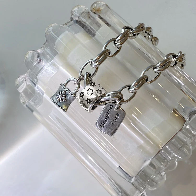 Six-pointed Star Old 925 Sterling Silver Bracelet Women's Autumn and Winter 2025 New Ins Niche Design Cold Style Couple Bracelet