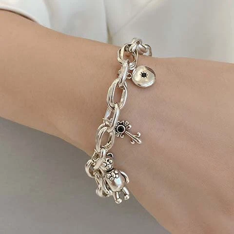 Six-pointed Star Old 925 Sterling Silver Bracelet Women's Autumn and Winter 2025 New Ins Niche Design Cold Style Couple Bracelet