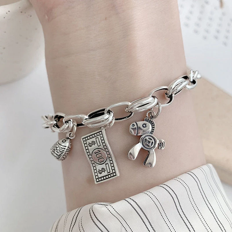 Six-pointed Star Old 925 Sterling Silver Bracelet Women's Autumn and Winter 2025 New Ins Niche Design Cold Style Couple Bracelet