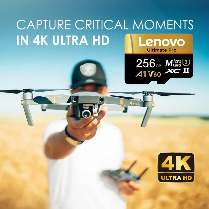 Lenovo SD Memory Card 2TB 1TB 512GB 128GB 256GB Micro SD Card V60 U3 Flash Cards TF Card Memory Microsd For Insta360 DJI Drone