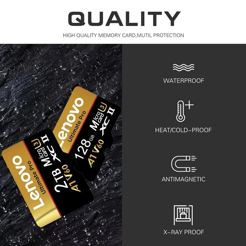 Lenovo SD Memory Card 2TB 1TB 512GB 128GB 256GB Micro SD Card V60 U3 Flash Cards TF Card Memory Microsd For Insta360 DJI Drone