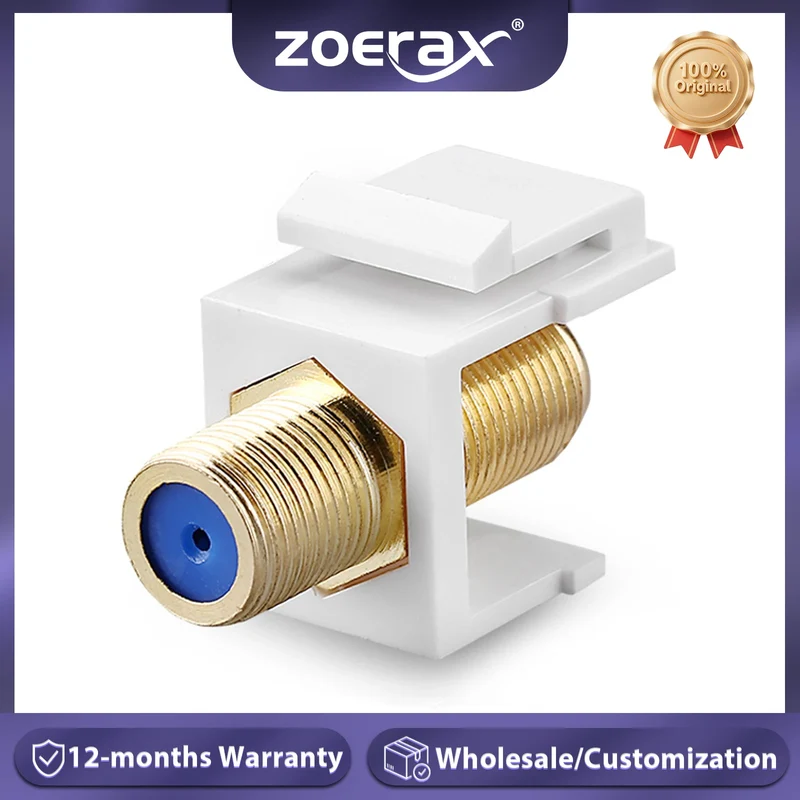 ZoeRax 10-Pack Coaxial Keystone Jack Insert, Gold-Plated RG6 Keystone Jack Insert F-Type Keystone Connectors