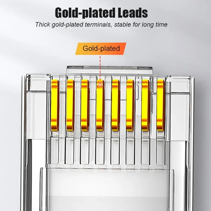 SAMZHE Cat5e RJ45 Modular Plug 8P8C Connector for Ethernet Cable,Gold Plated CAT 5e Gigabit Bulk Ethernet Crimp Connectors