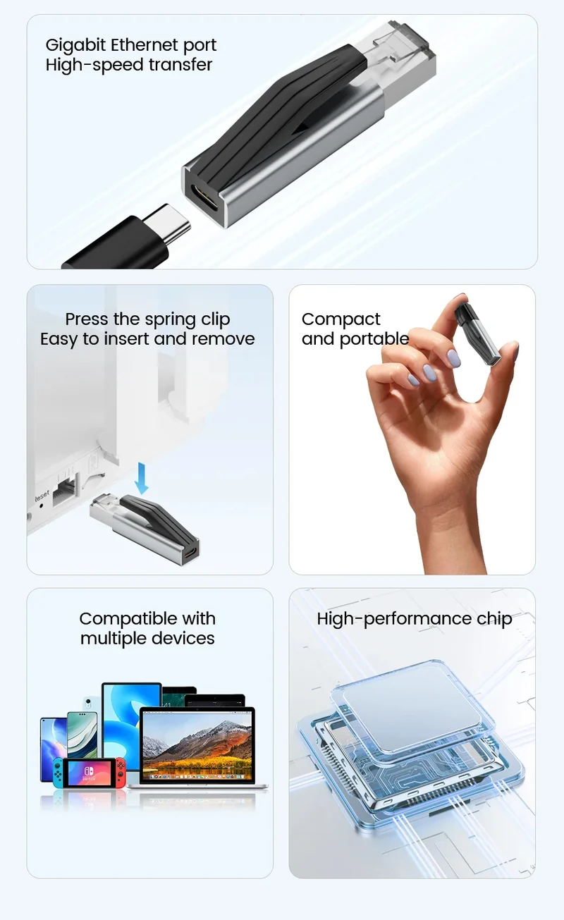 Kebidumei 1000Mbps USB C to Ethernet Adapter Gigabit USB C Female to RJ45 Male Network Converter for MacBook Pro iPhone 16 iPad