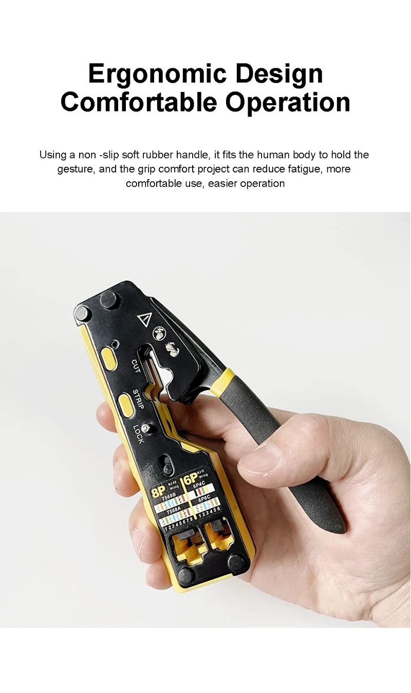 ONTi RJ45 Cat7/6/6A/5E Connector and RJ45 Crimp Tool Pass Through Crimper for 8P8C with Replacement Blade Cable Stripper