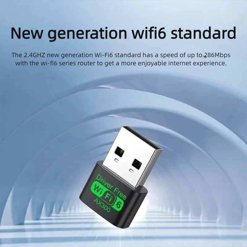 WiFi 6 AX300 WiFi USB Adapter Wireless Network Card 2.4G Wi-Fi Dongle Dual Band Antenna USB For PC/Laptop Win10/11 Driver Free