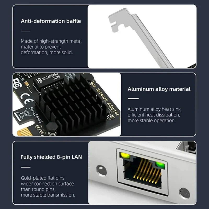 2.5G PICE To RJ45 Network Card RTL8125B chip 2500Mbps RJ45 PCI Express Converter Lan Ethernet Gigabit Adapter For Win7/8/10/11