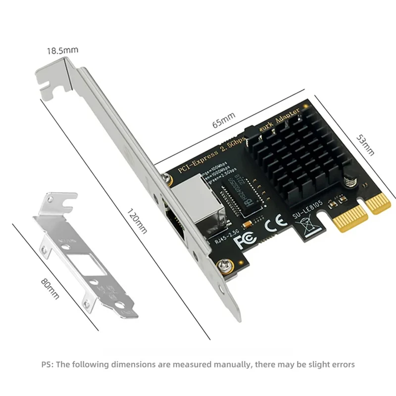 2.5G PICE To RJ45 Network Card RTL8125B chip 2500Mbps RJ45 PCI Express Converter Lan Ethernet Gigabit Adapter For Win7/8/10/11