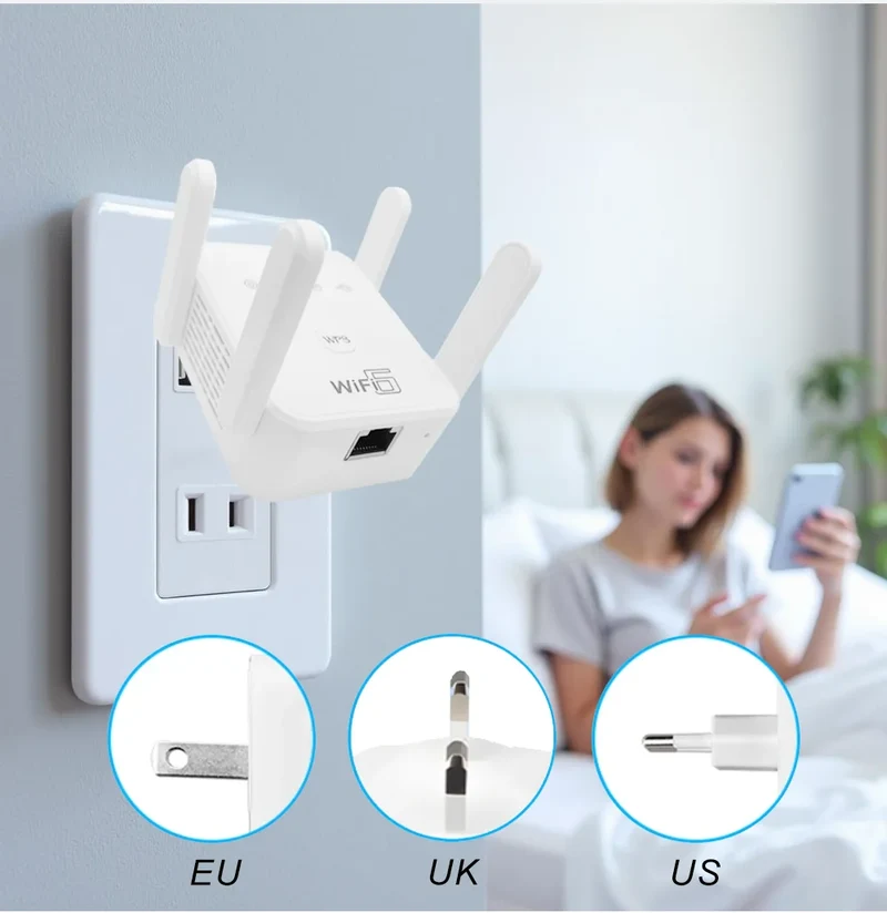 WIFI6 1500Mbps 5Ghz Wireless WiFi Repeater Booster 2.4G/5GHz Wi-Fi Signal Amplifier Extender Router Network Wlan WiFi Repetidor